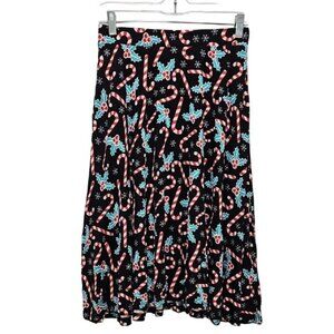 Modcloth Jersey Knit Candy Cane A-Line Skirt Festive Holiday Medium New Office